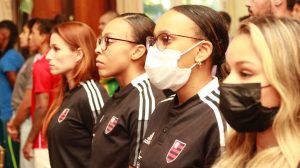 Medalhista nos Jogos de Tóquio, a ginasta Rebeca Andrade acompanhou o anúncio – Carol Mendes